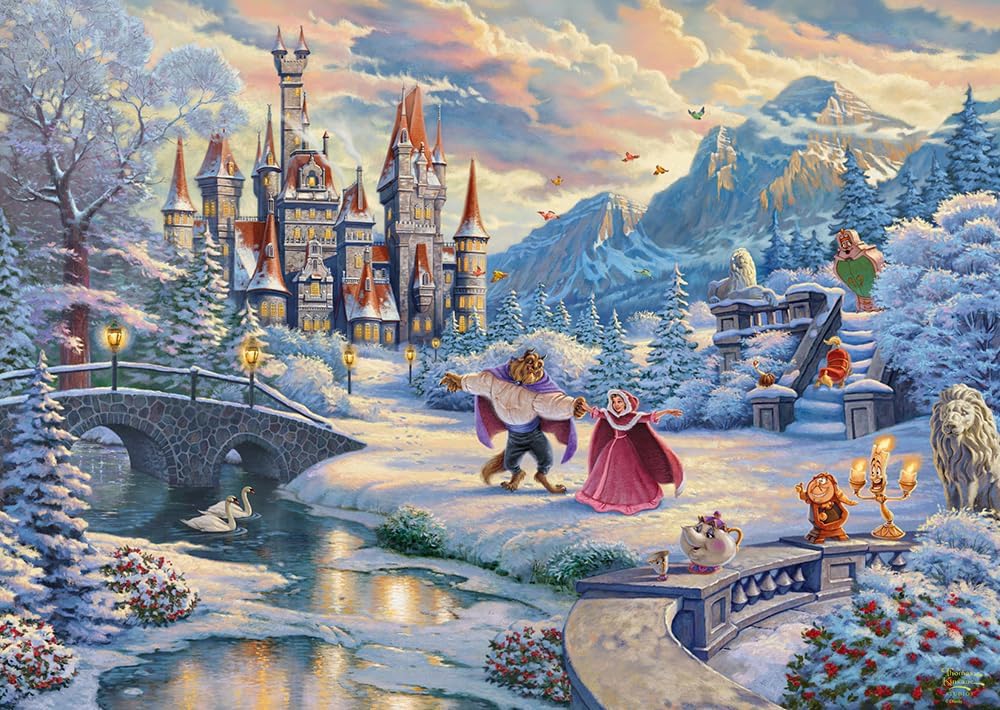 Puzzle Disney Thomas Kinkade – La Belle et la Bête Hiver Enchanté – 1000 pièces