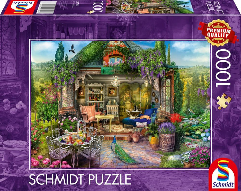 Puzzle Schmidt 1000 pièces – Jardin de campagne et terrasse fleurie