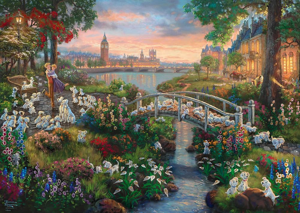 Puzzle Disney Thomas Kinkade – 101 Dalmatiens à Londres – 1000 pièces