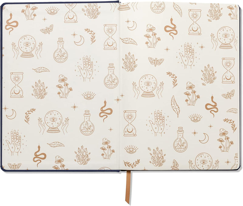 Carnet Mystique – Couverture en daim végétalien bleu nuit – 200 pages lignées