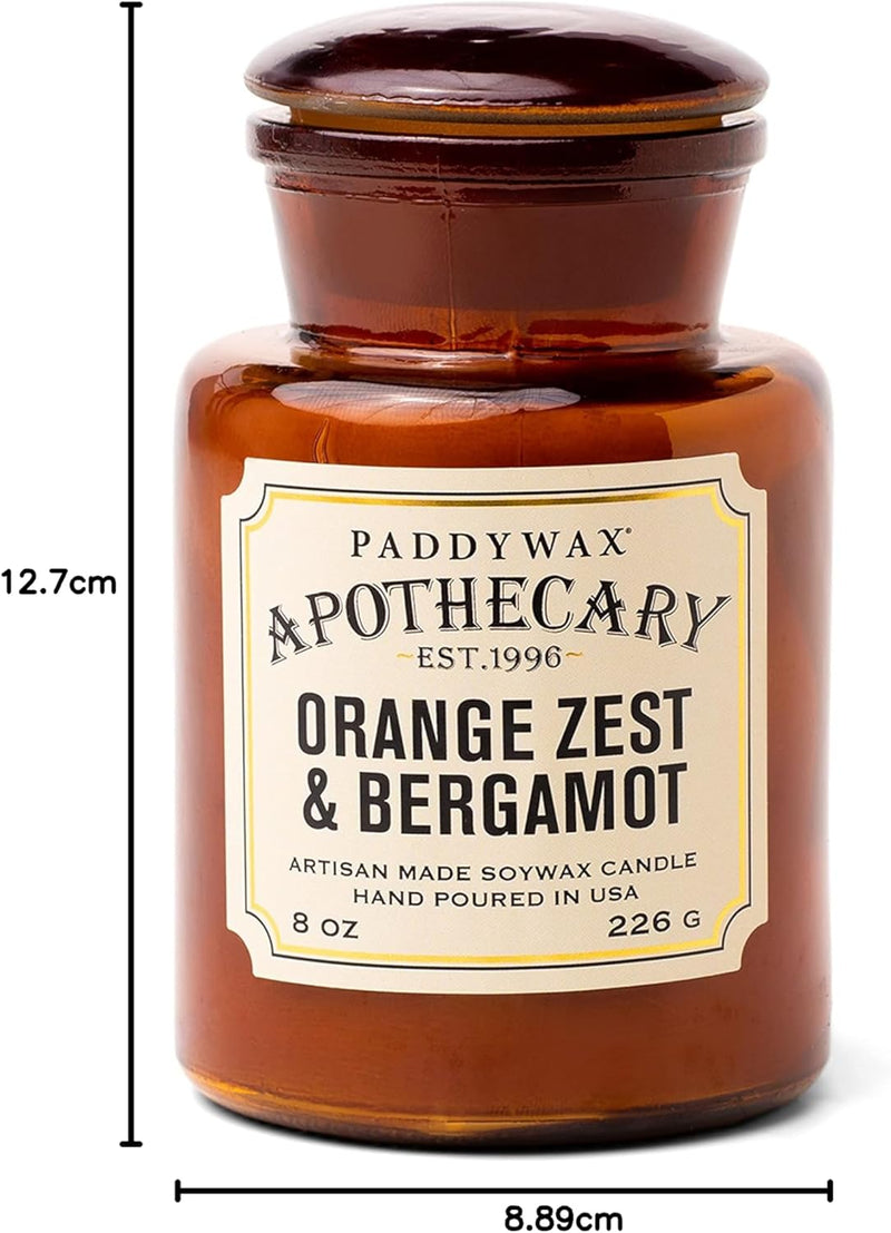 Bougie Parfumée Apothicaire Orange zest & Bergamote 226 g – Verre Ambré Vintage