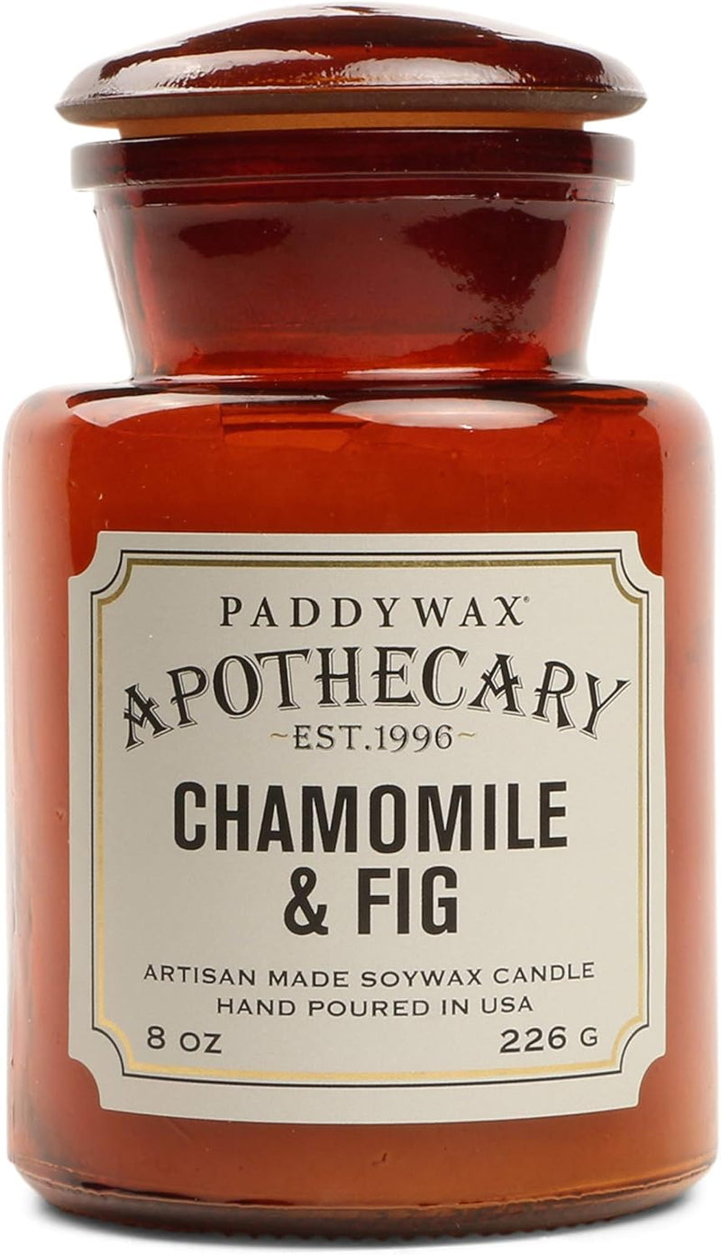 Bougie Parfumée Apothicaire Camomille & Figue 226 g – Verre Ambré Vintage