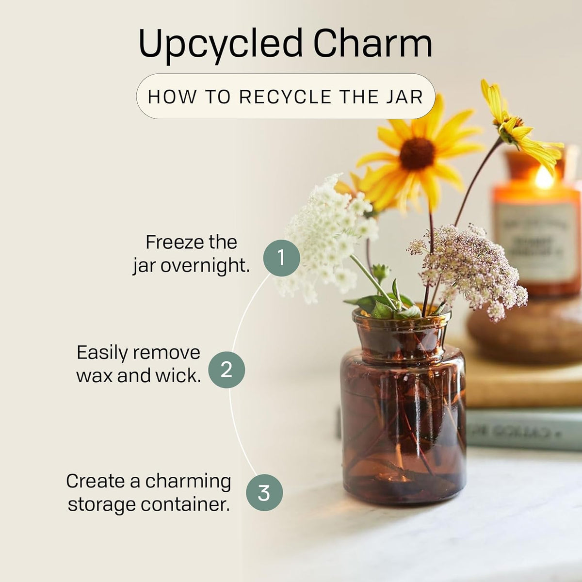 Bougie Parfumée Apothicaire Safran & Rose 226 g – Verre Ambré Vintage