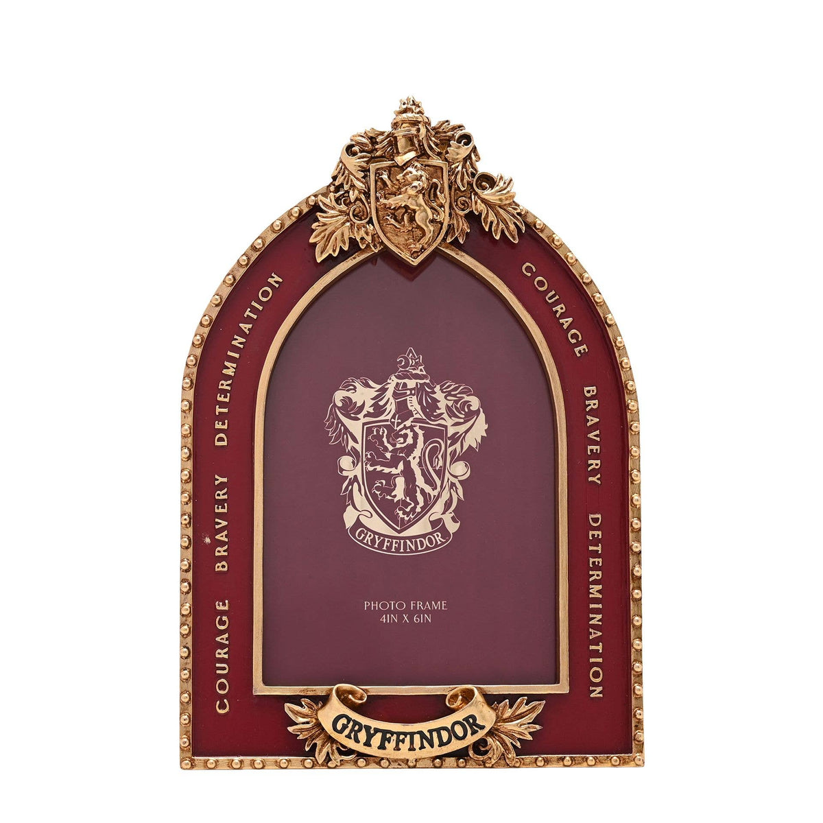 Cadre photo Harry Potter Gryffondor avec blason en relief et finitions dorées, 10 × 15 cm