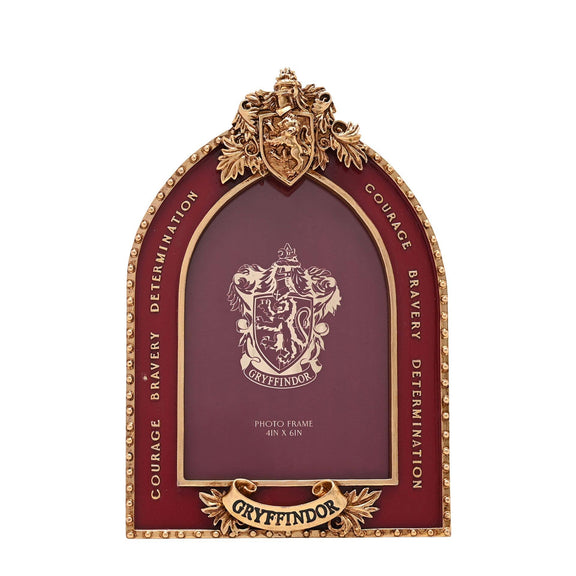 Cadre photo Harry Potter Gryffondor avec blason en relief et finitions dorées, 10 × 15 cm