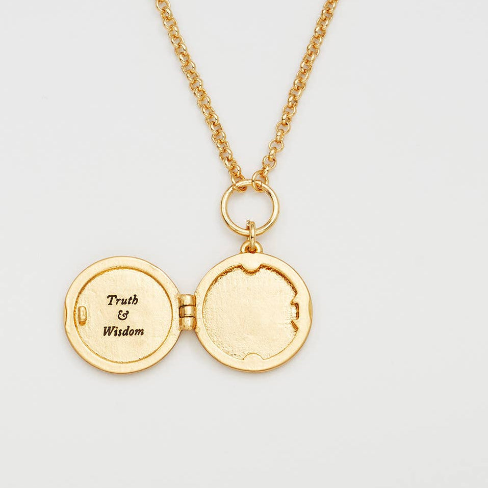 Collier médaillon Fleur et serpent doré – Plaqué or 22 carats - Fable England