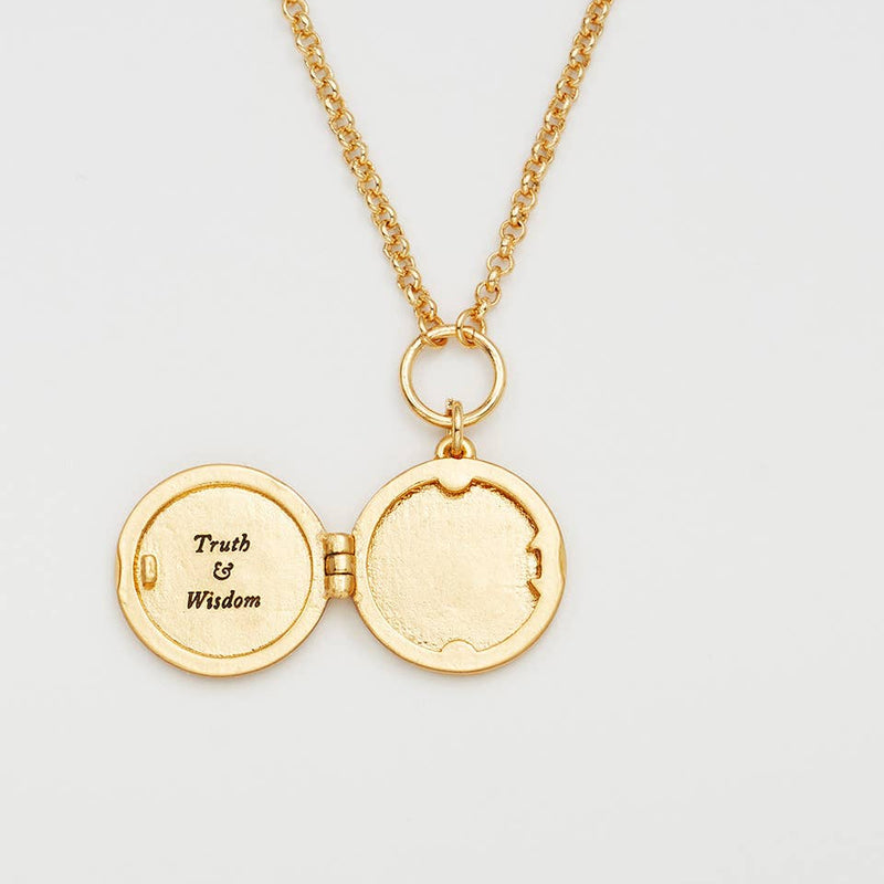 Collier médaillon Fleur et serpent doré – Plaqué or 22 carats - Fable England