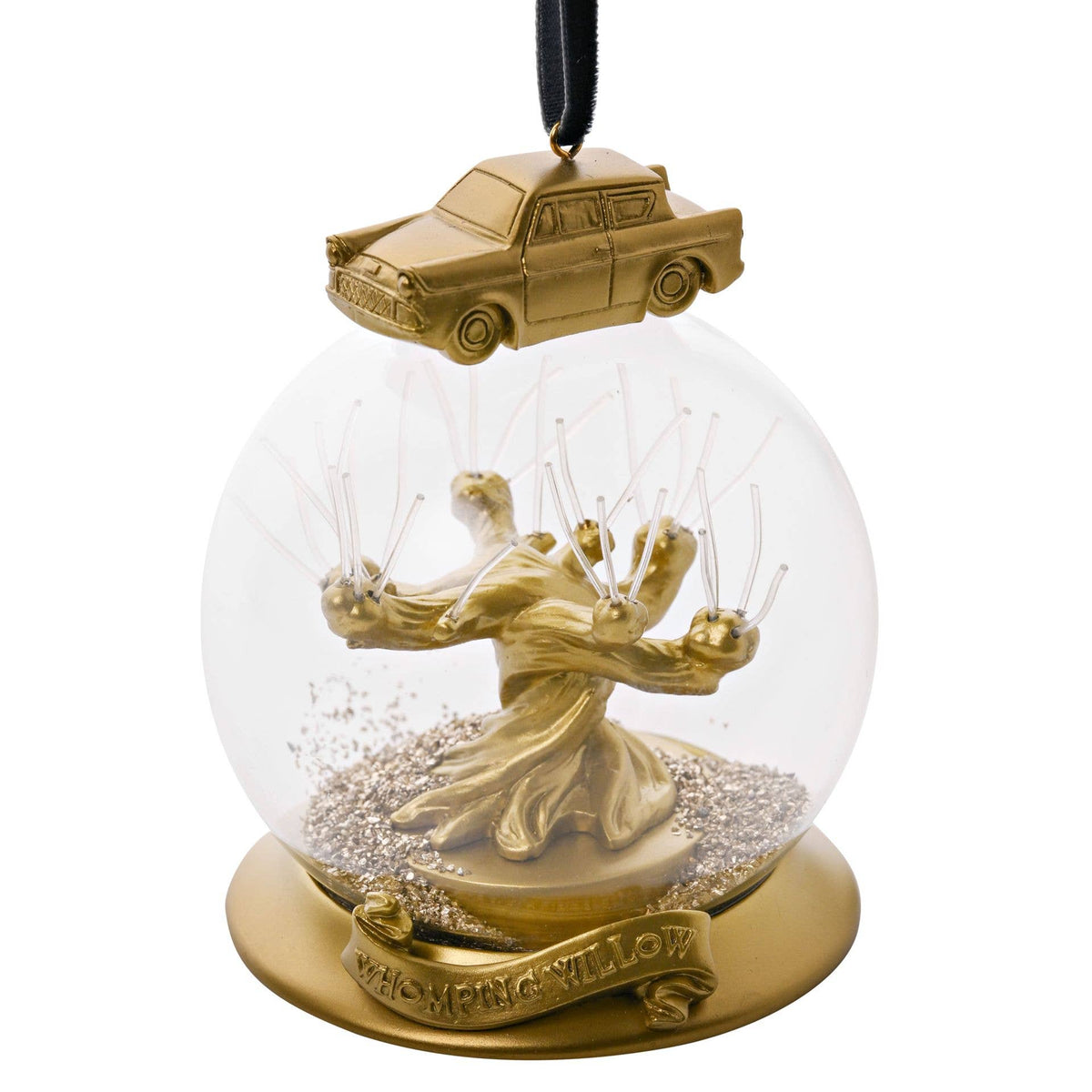 Boule de Noël LED Harry Potter – Saule Cogneur et Ford Anglia Dorée