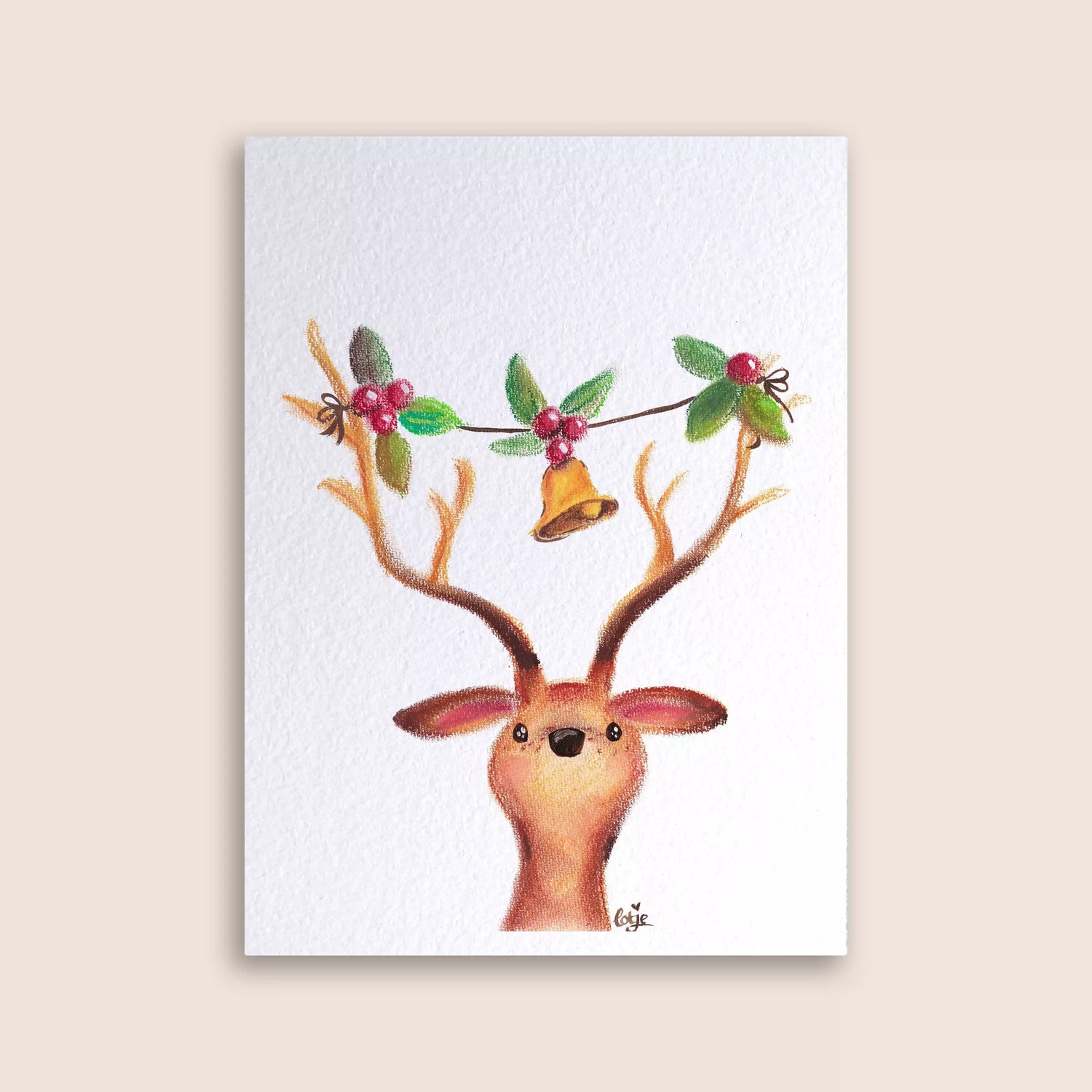 Carte postale – Cerf de Noël