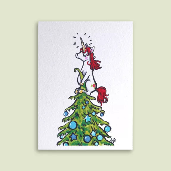 Carte postale – Licorne de Noël