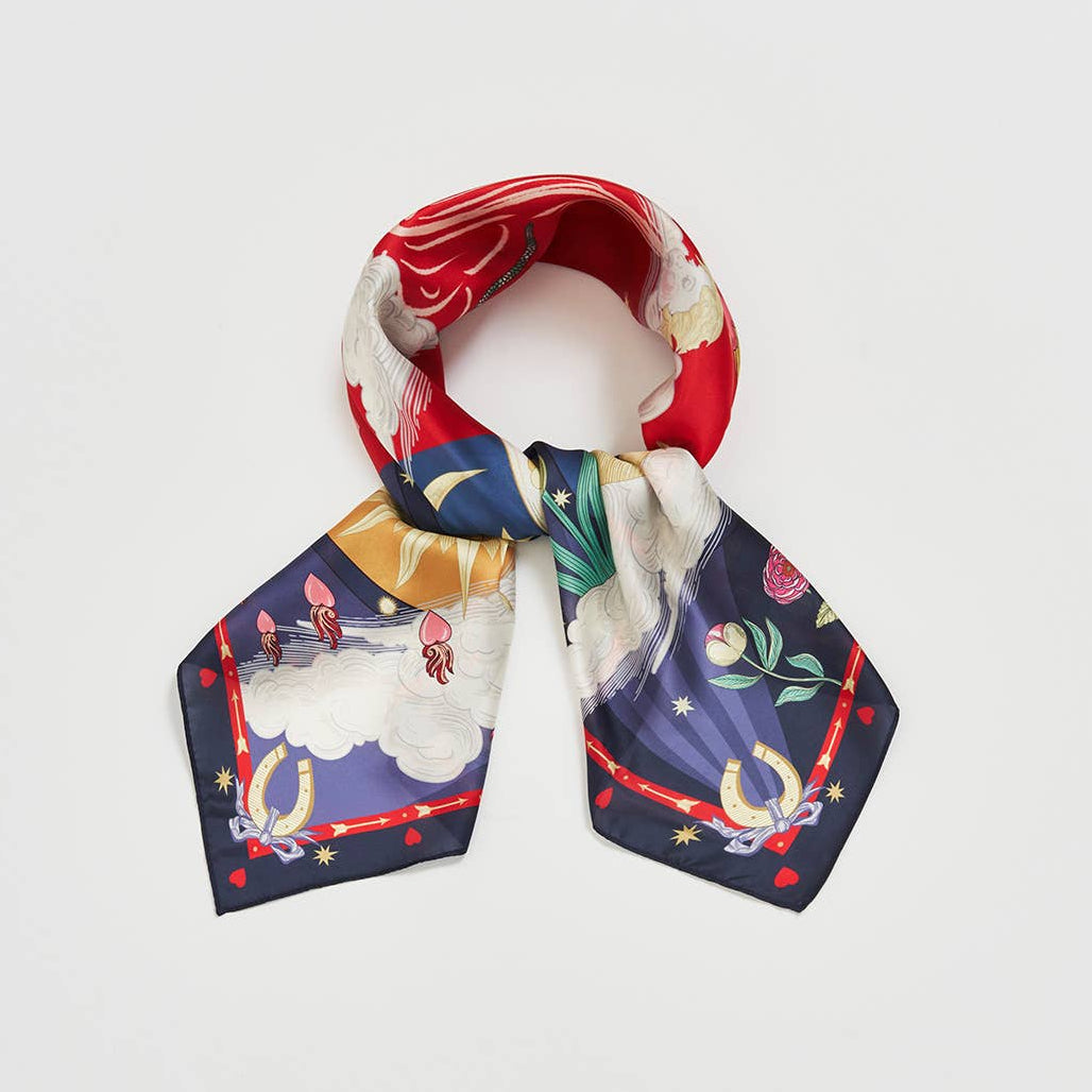 Foulard carré narratif Freya marine - Fable England