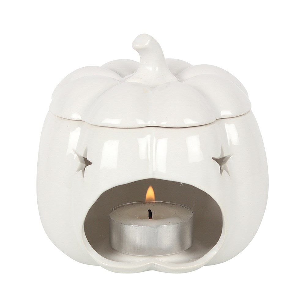 Brûle-parfum citrouille blanche en céramique