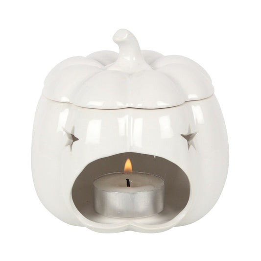 Brûle-parfum citrouille blanche en céramique