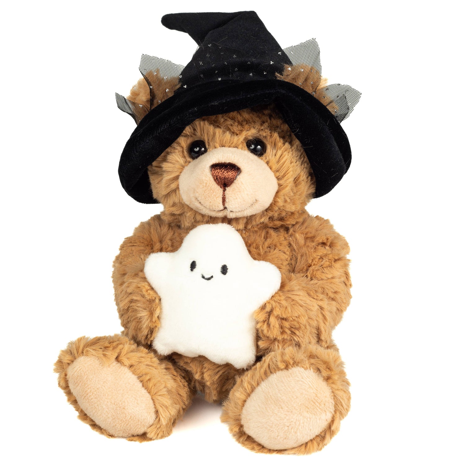 Peluche Teddy Hermann – Ours d’Halloween avec fantôme et chapeau de sorcière – 20 cm