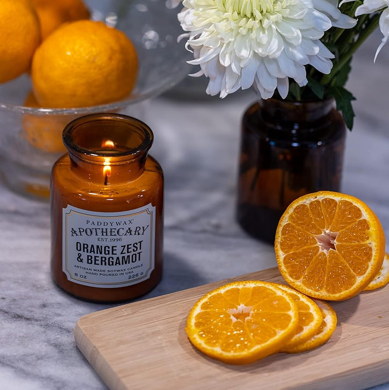 Bougie Parfumée Apothicaire Orange zest & Bergamote 226 g – Verre Ambré Vintage