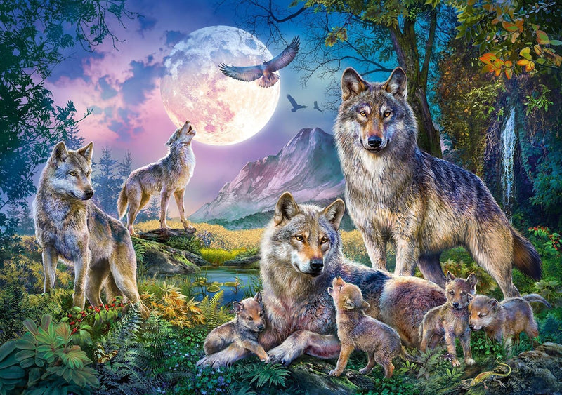 Puzzle Schmidt 1500 pièces – Meute de loups sous la lune