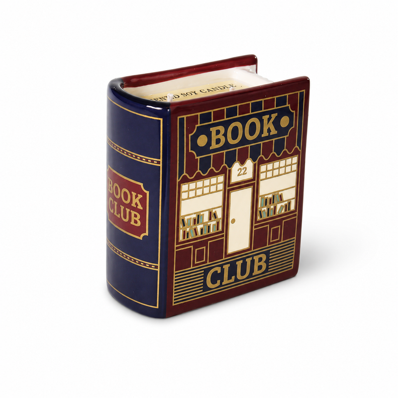 Bougie Book Club en céramique en forme de livre ancien, parfum citron vert basilic laurier