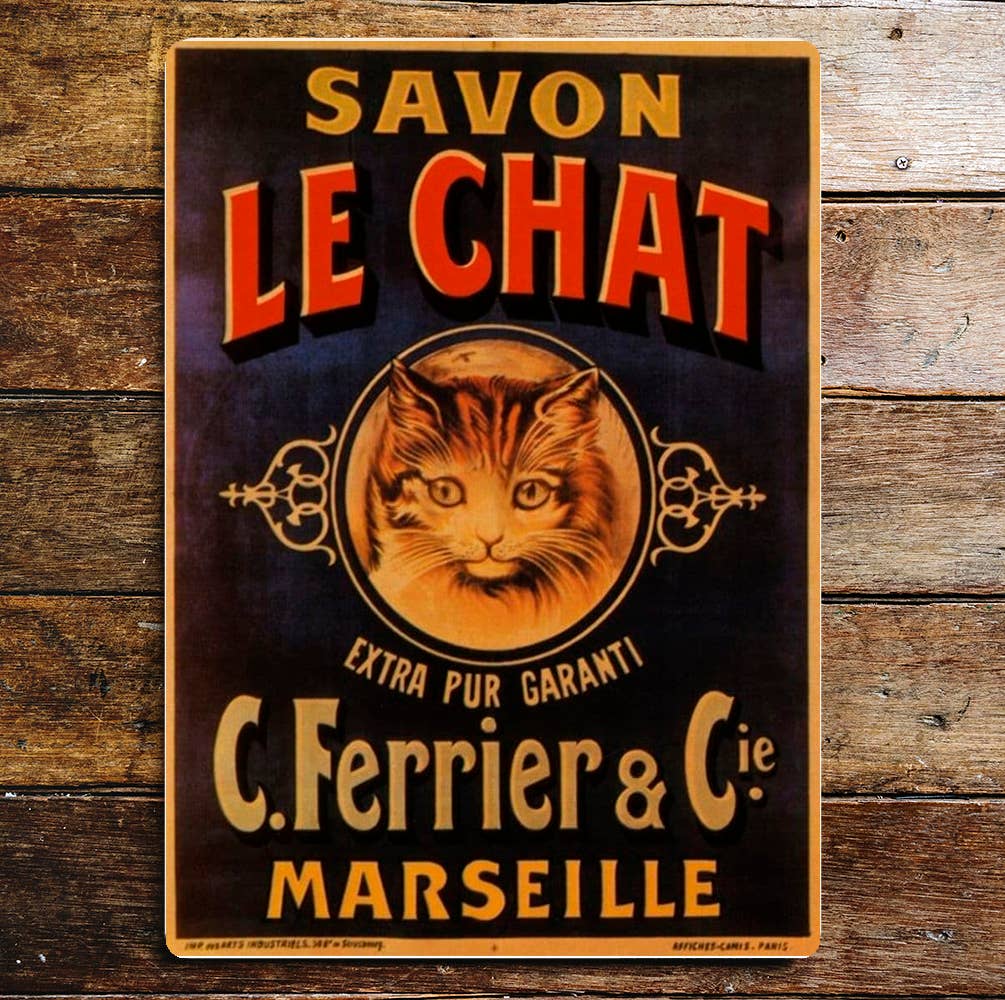 Plaque en métal « Savon Le Chat »