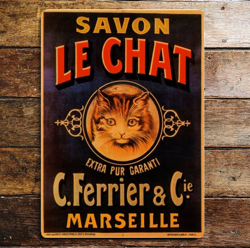 Plaque en métal « Savon Le Chat »