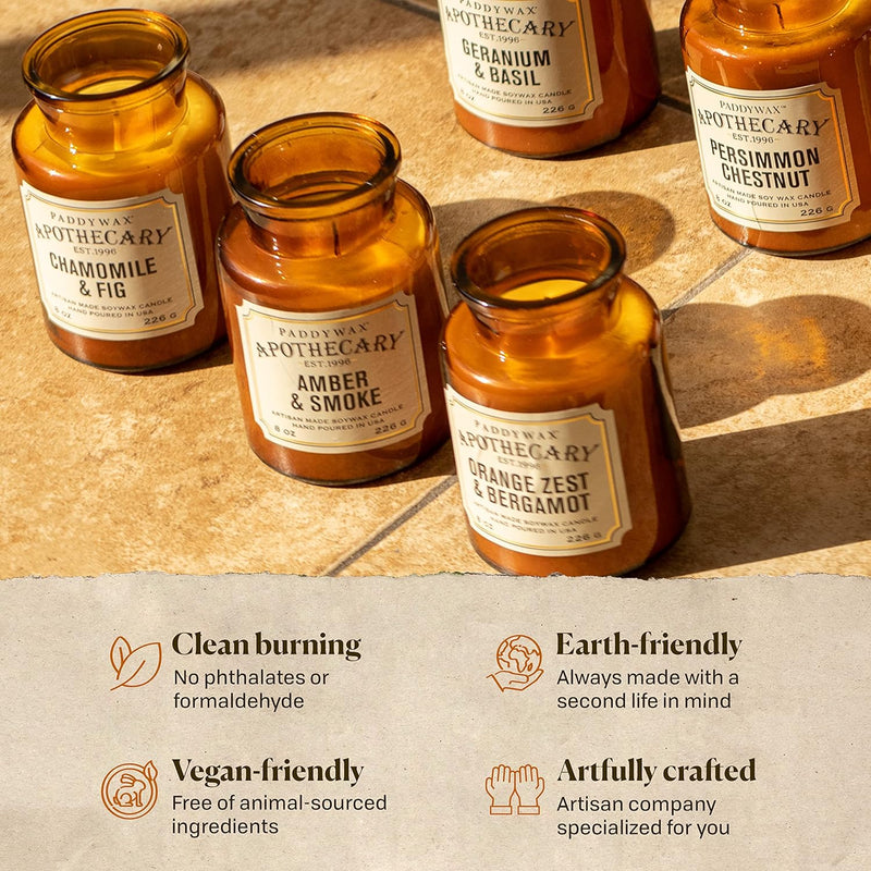 Bougie Parfumée Apothicaire Orange zest & Bergamote 226 g – Verre Ambré Vintage