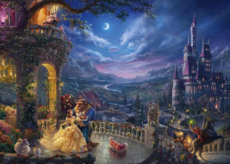 Puzzle Disney Thomas Kinkade - La Belle et la Bête danse au clair de lune – 1000 pièces