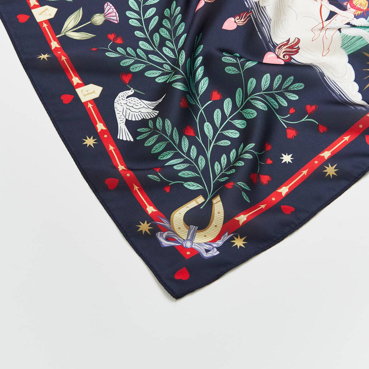 Foulard carré narratif Freya marine - Fable England