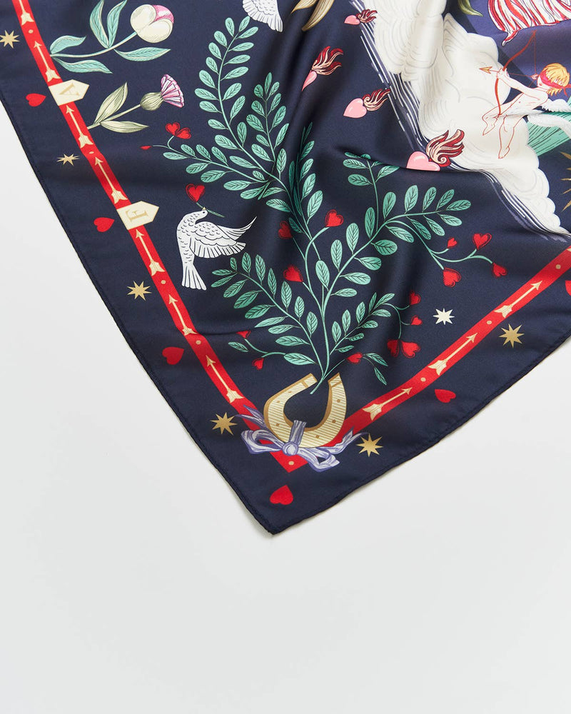 Foulard carré narratif Freya marine - Fable England