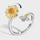 Bague anti-stress tournesol rotatif en argent 925 – Ajustable