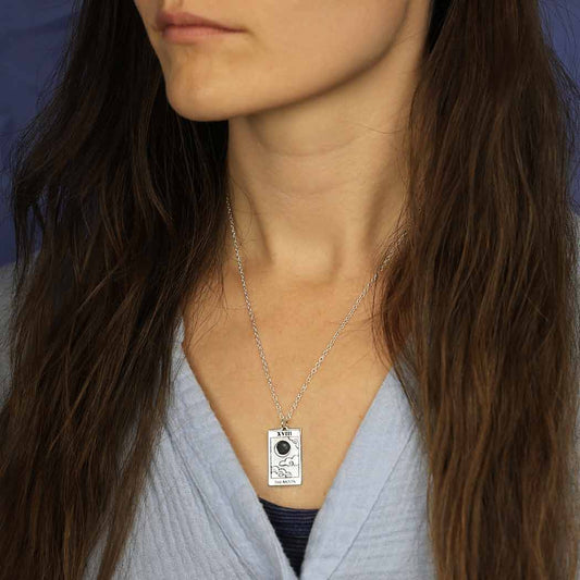 Collier Carte de Tarot – The Moon (La Lune) – Argent Massif Recyclé
