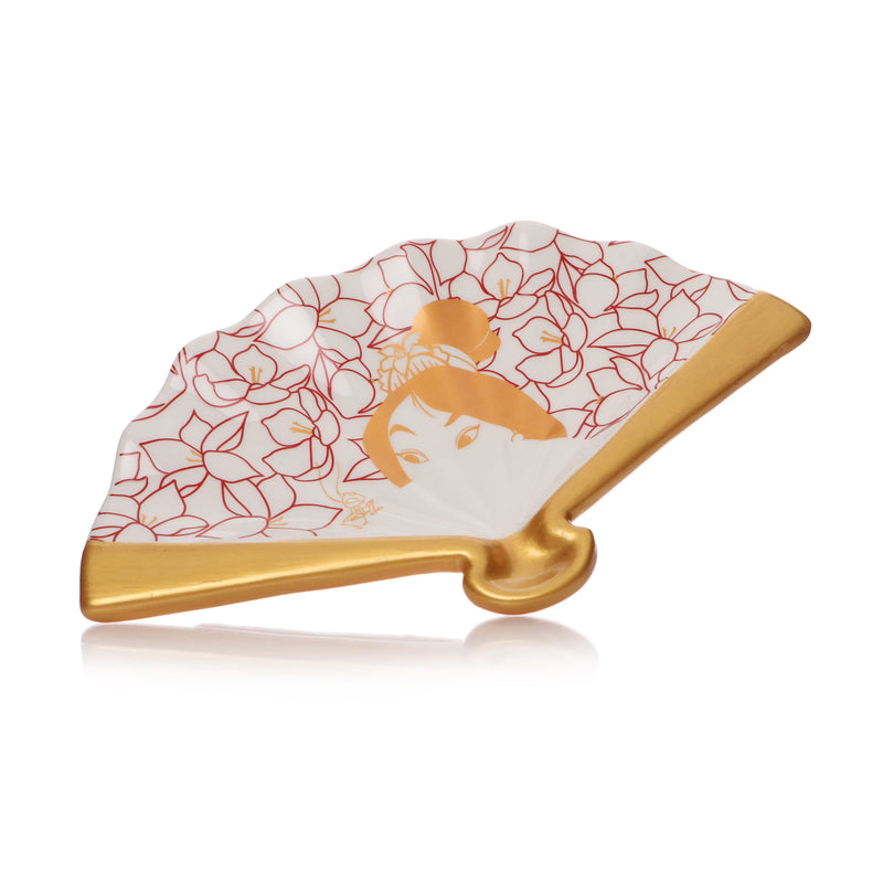 DISNEY- Vide poche Mulan en forme d'éventail avec de la dorure et un fond blanc