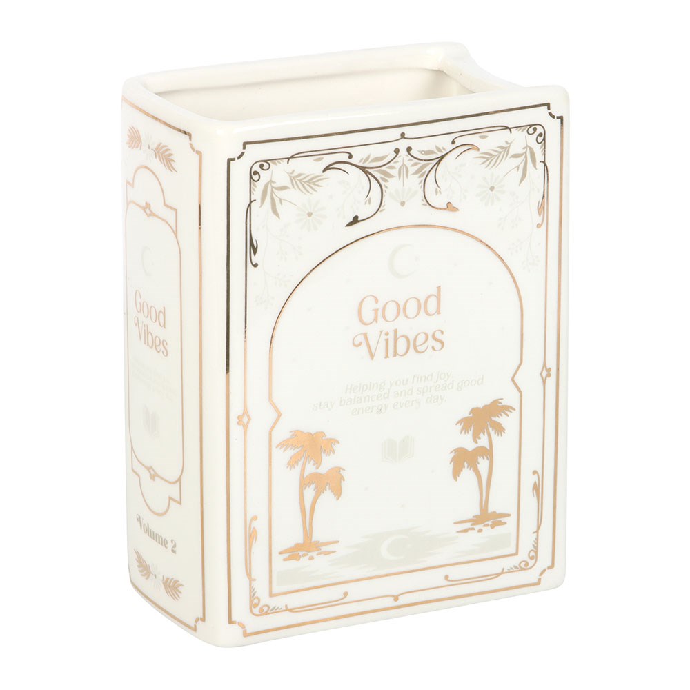 Vase Livre Blanc « Good Vibes » en Céramique – Collection The Book Club