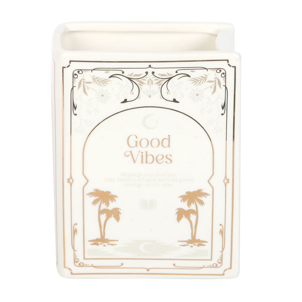 Vase Livre Blanc « Good Vibes » en Céramique – Collection The Book Club