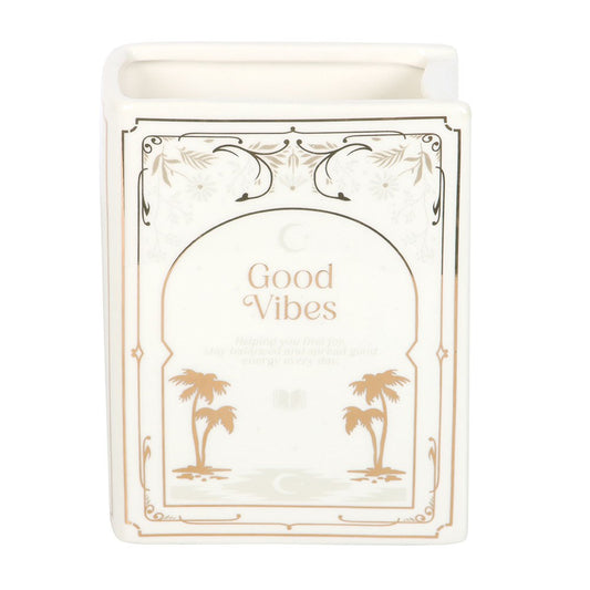 Vase Livre Blanc « Good Vibes » en Céramique – Collection The Book Club