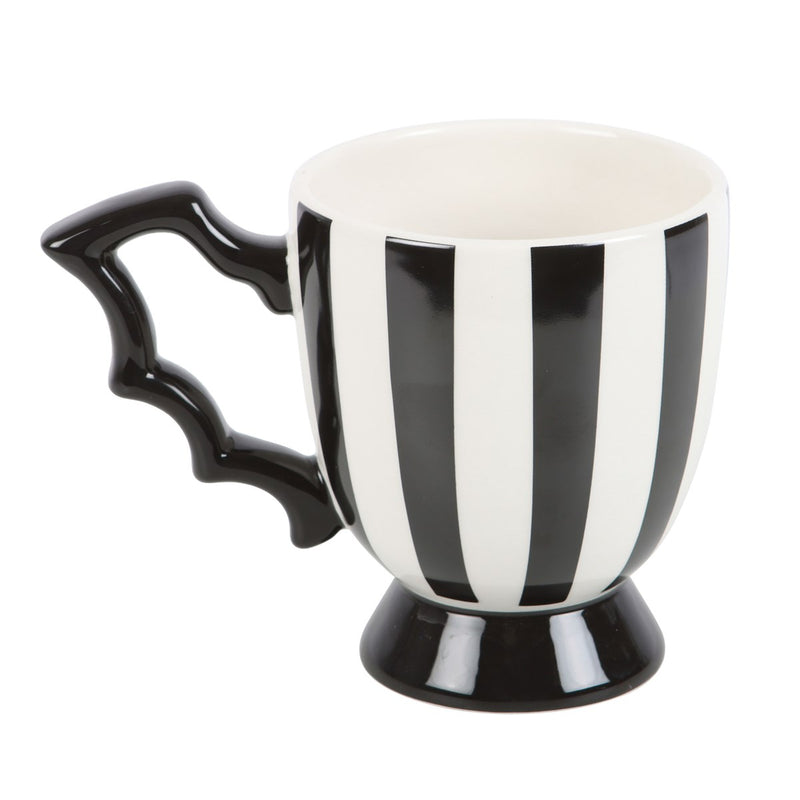 Tasse Rayée Noire et Blanche Aile de Chauve-Souris – Collection Mysterious & Spooky