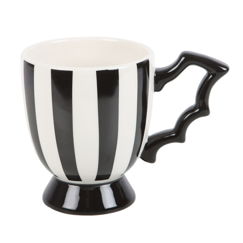 Tasse Rayée Noire et Blanche Aile de Chauve-Souris – Collection Mysterious & Spooky
