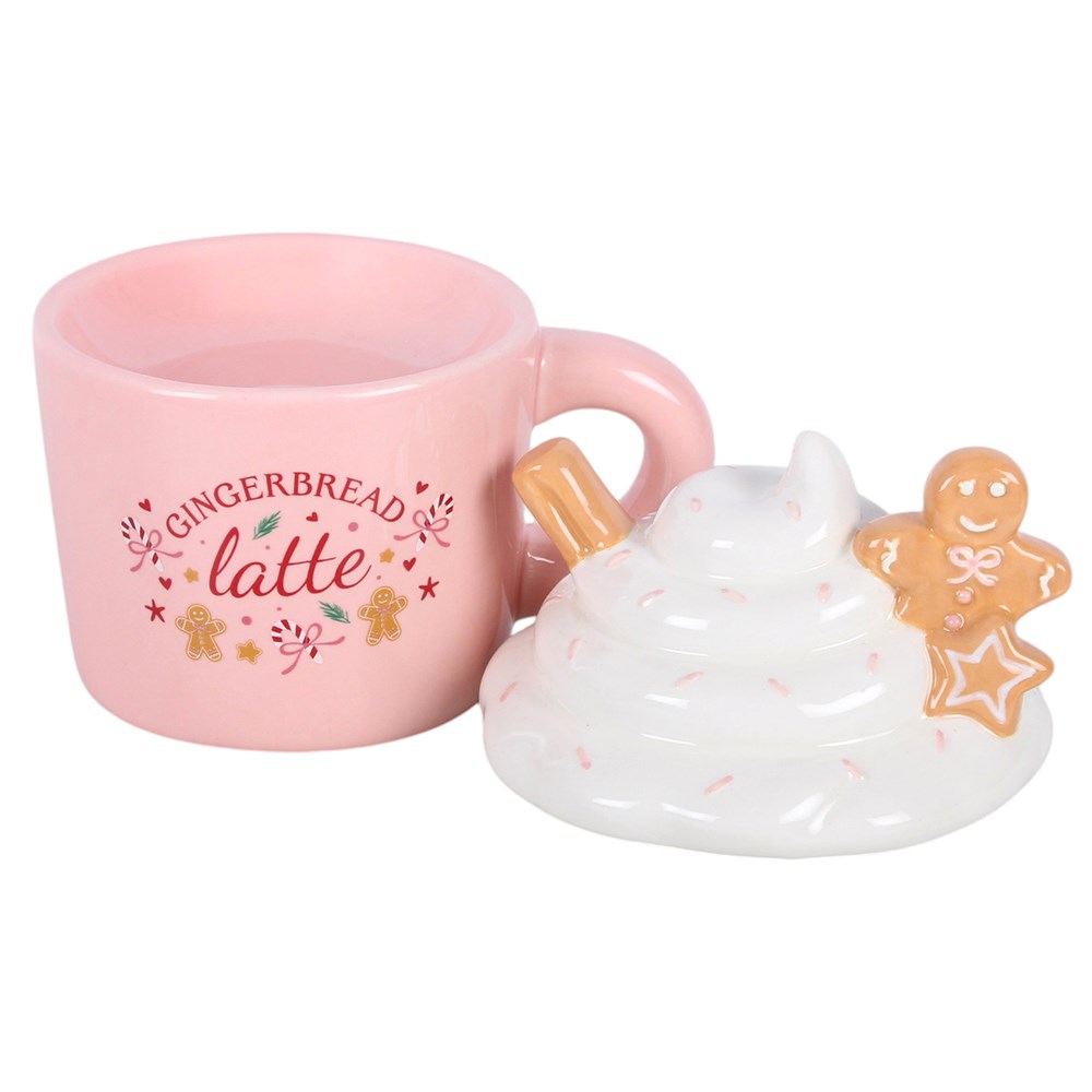 Brûle-parfum maison en céramique pain d'épices latte rose, pour fondants parfumés