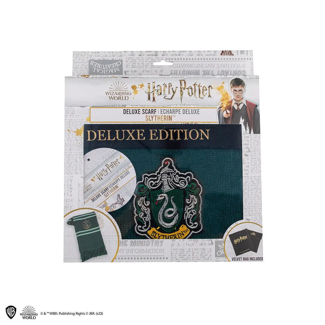 Écharpe Deluxe Serpentard Harry Potter – Écharpe longue adulte verte et argent – Édition luxe officielle
