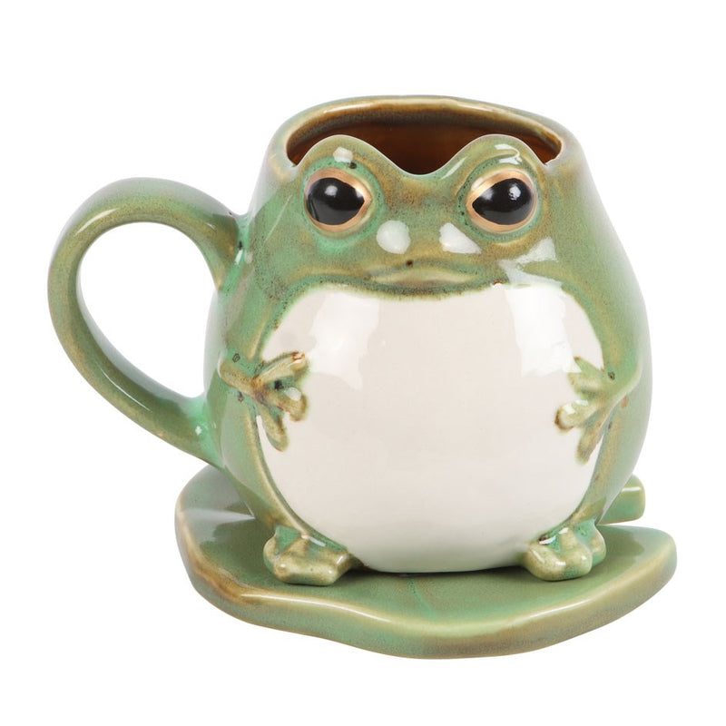 Tasse grenouille en céramique – avec soucoupe assortie