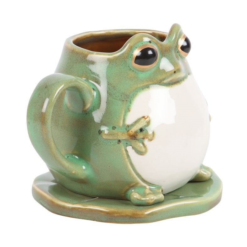 Tasse grenouille en céramique – avec soucoupe assortie