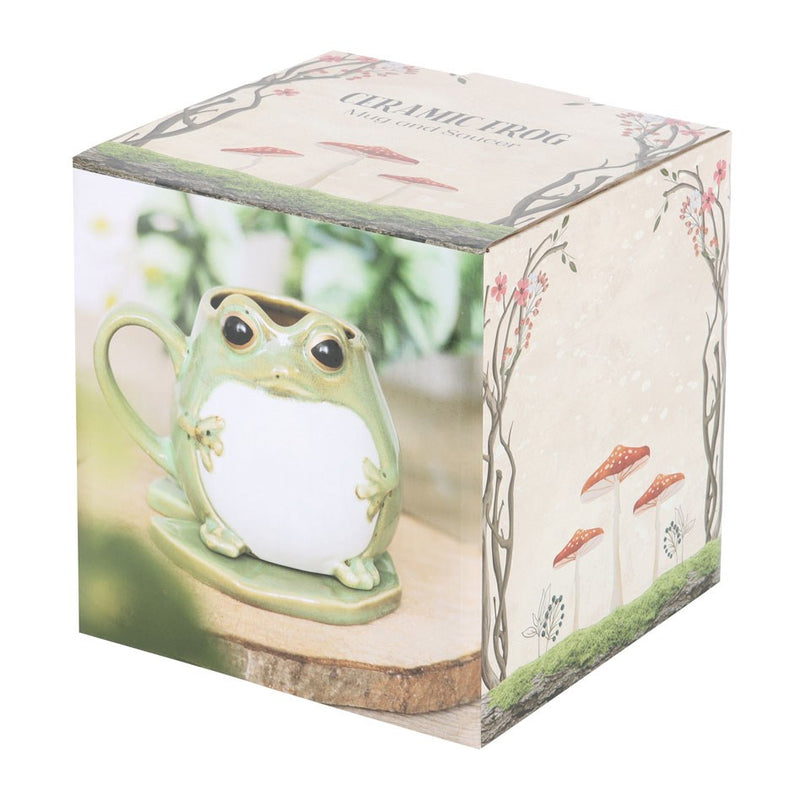 Tasse grenouille en céramique – avec soucoupe assortie