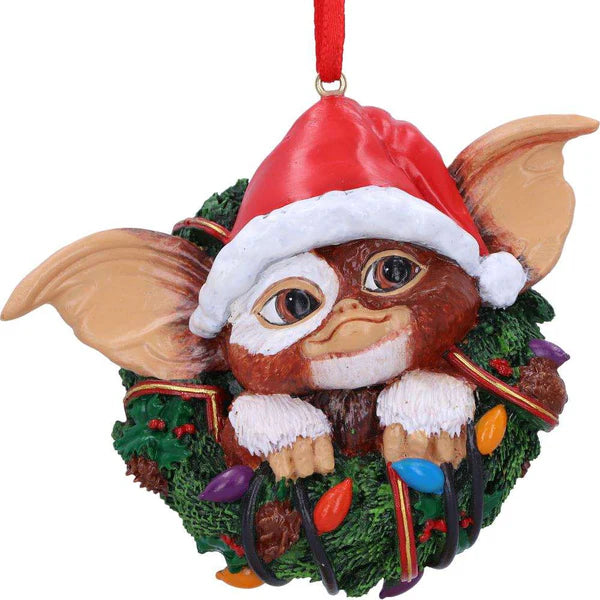 Décoration de Noël Gremlins – Gizmo avec couronne lumineuse et bonnet de Père Noël