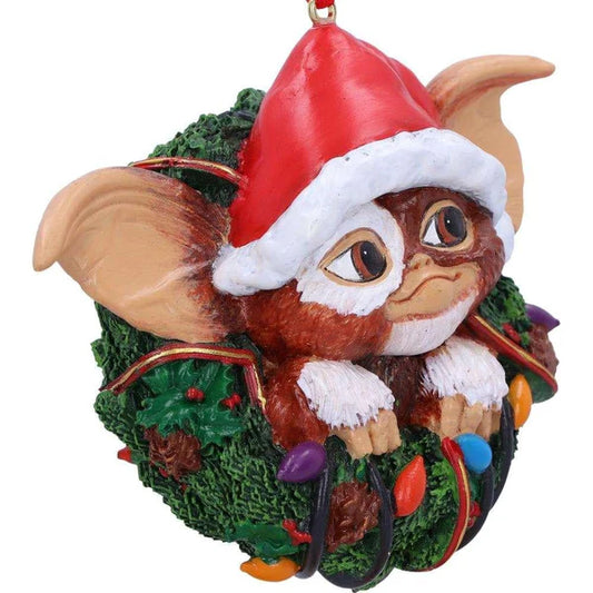 Décoration de Noël Gremlins – Gizmo avec couronne lumineuse et bonnet de Père Noël