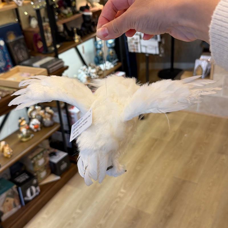 Chouette blanche décorative à suspendre – Ailes déployées 30 cm