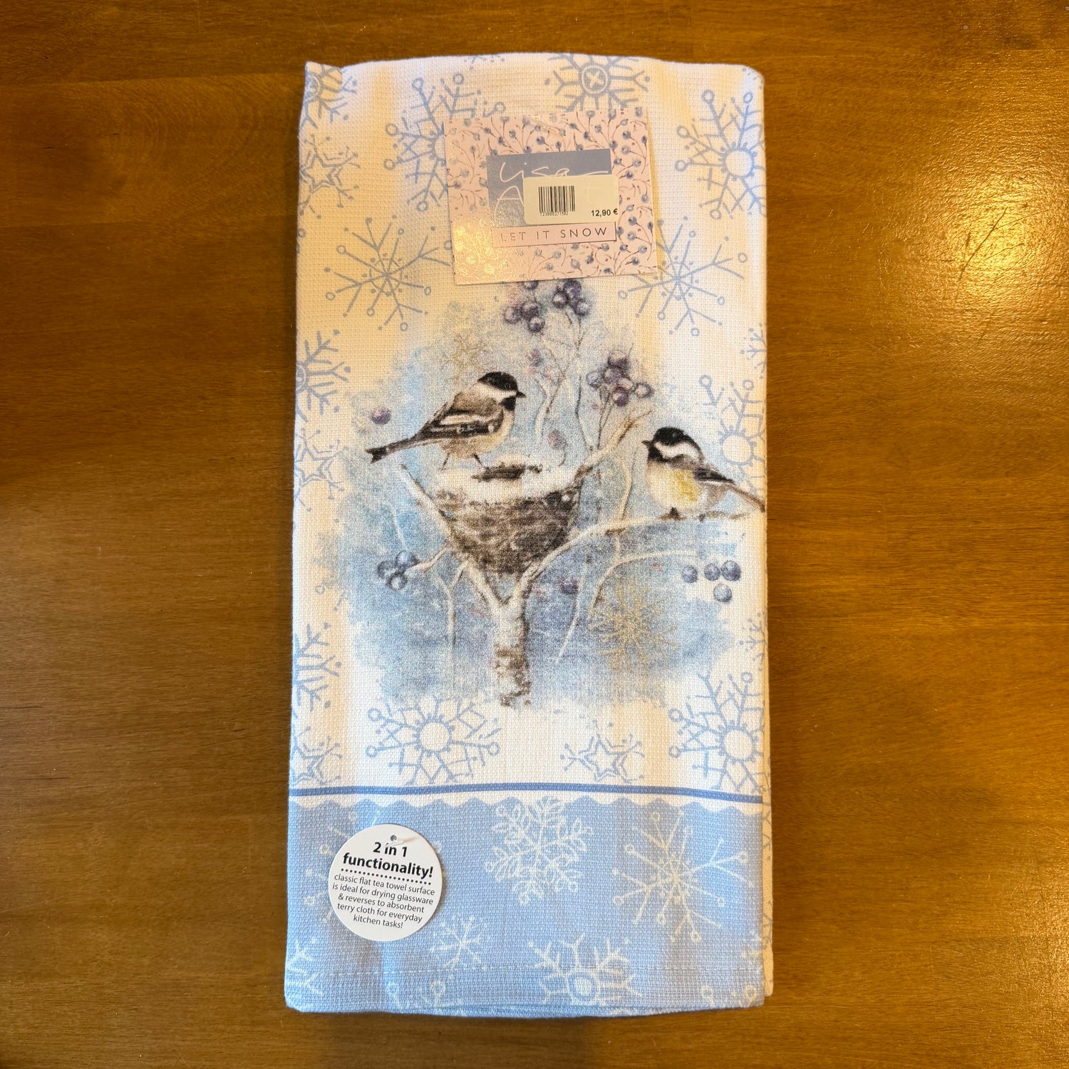 Essuie-éponge torchon OISEAUX de l'Hiver – 100 % coton
