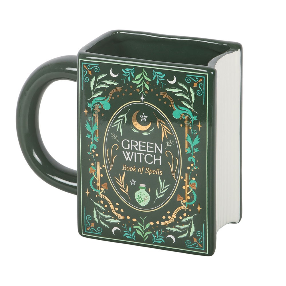 Tasse Livre « Green Witch – Book of Spells » – Mug Grimoire en Céramique Vert Mystique