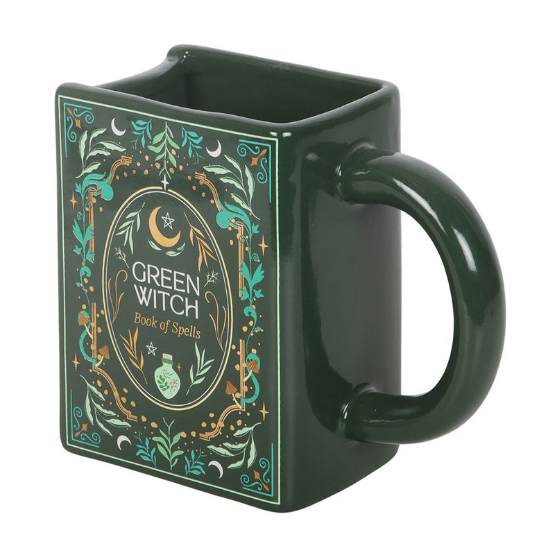 Tasse Livre « Green Witch – Book of Spells » – Mug Grimoire en Céramique Vert Mystique