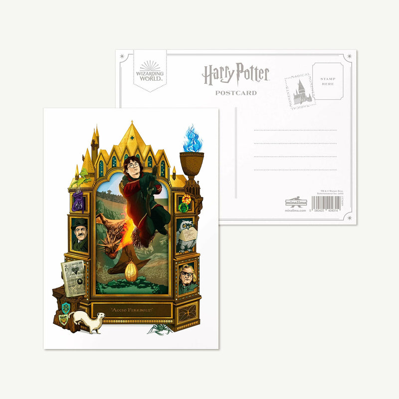 Carte postale minalima Harry sur son nimbus 2000