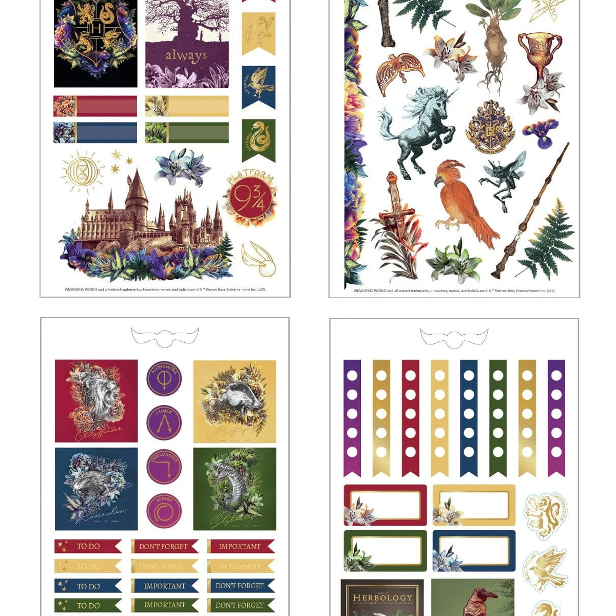HARRY POTTER-Stickers motif floral et animalier pour agenda