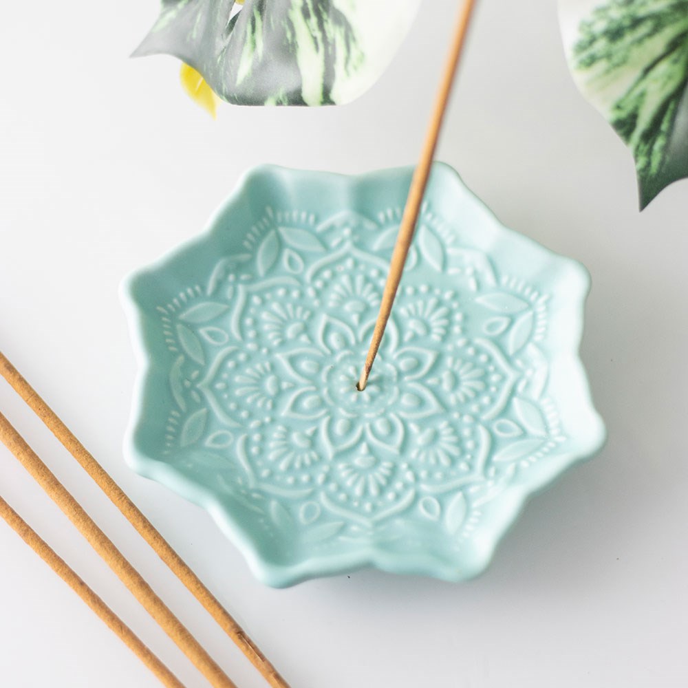 Porte-encens mandala bleu – Céramique