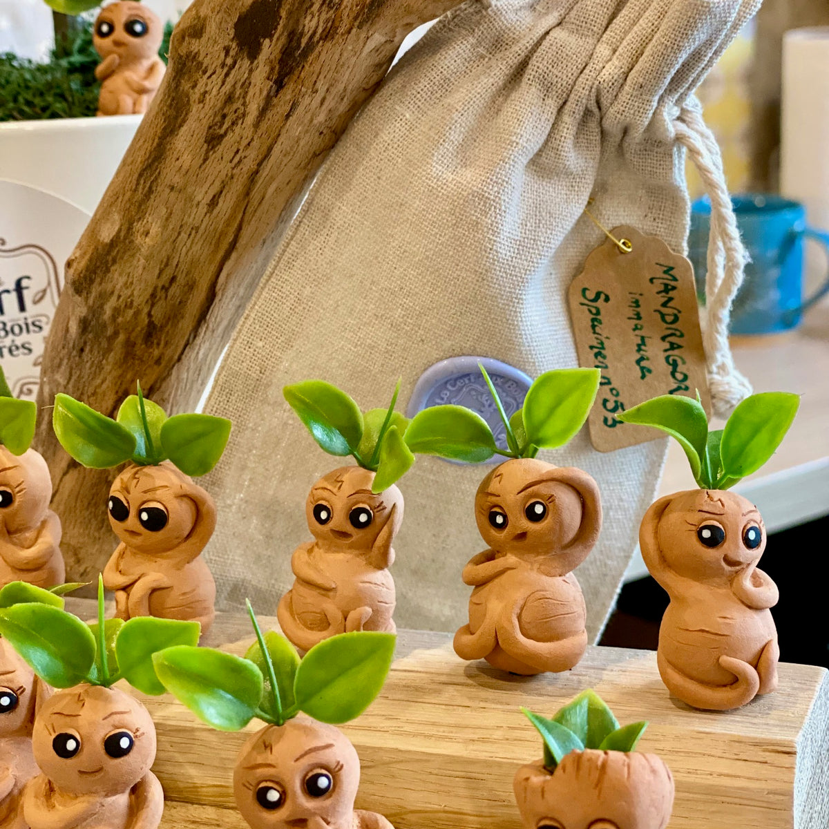 Figurine Mandragore Artisanale en Argile – Décoration de Plante